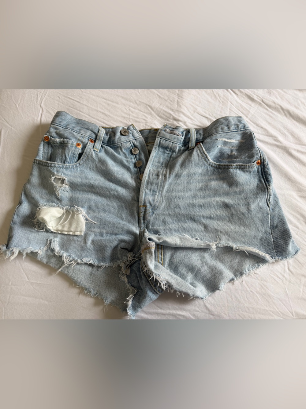 Levi's Light Blue Distressed Cutoff Jean Shorts